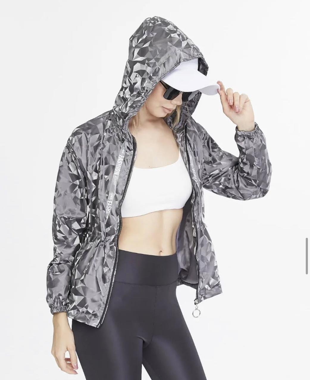 Geometric Zip-Up Windbreaker - 6
