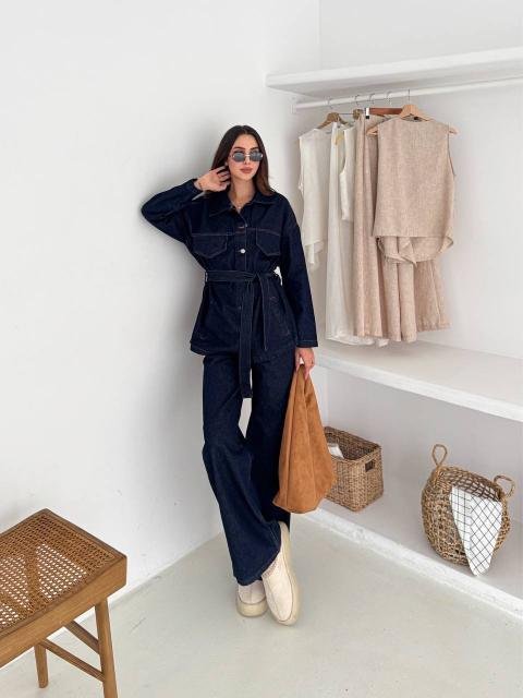 Denim Belted Set - Brand Store