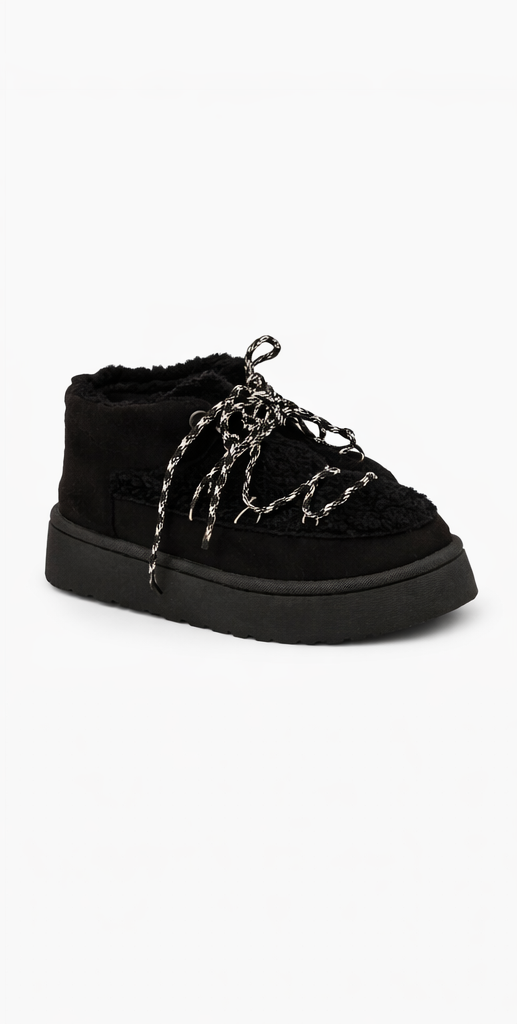 Cozy Platform Shearling Lace-Up Boots