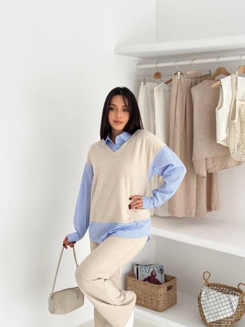Layered Knit Vest Set