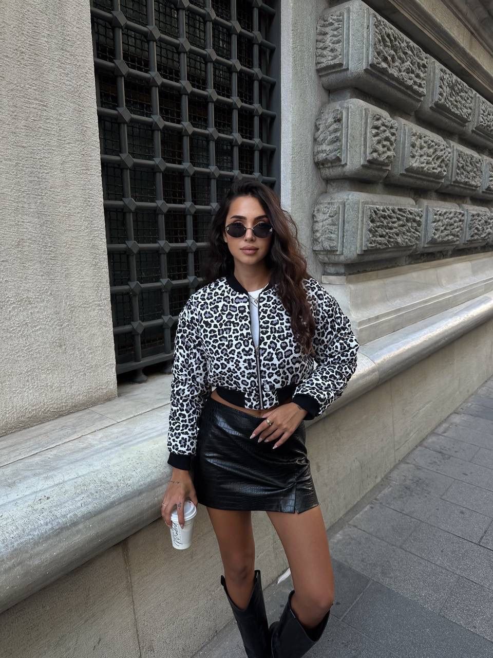 Tiger Printed Cropped Bomber - Brand Store
