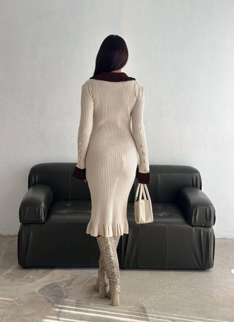 Ribbed Knit Midi Dress - 4