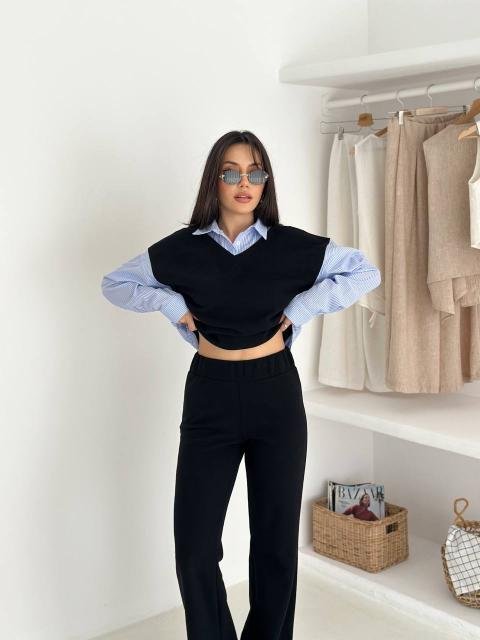 Layered Knit Vest Set - 7