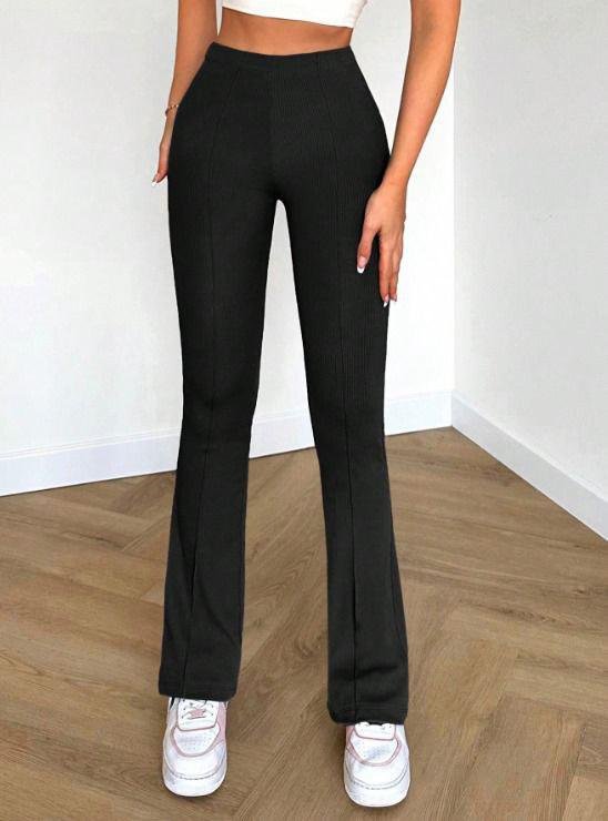High-Waist Ribbed Flare Pants - Brand Store
