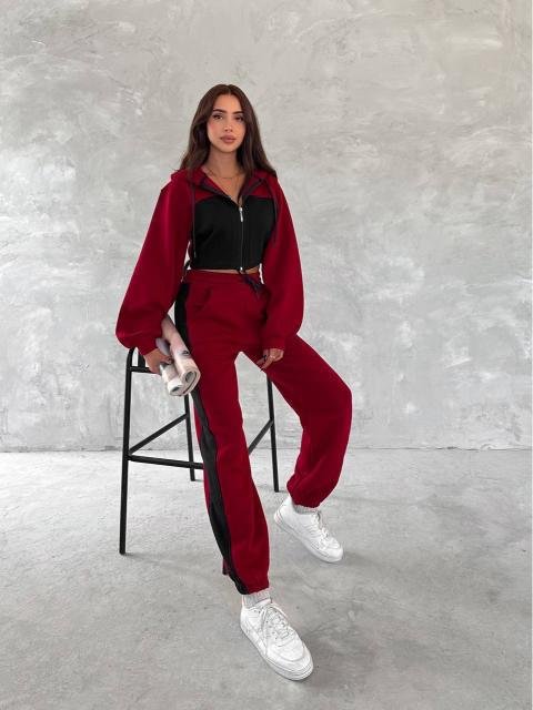 Two-Tone Cropped Hoodie & Jogger Set - 5