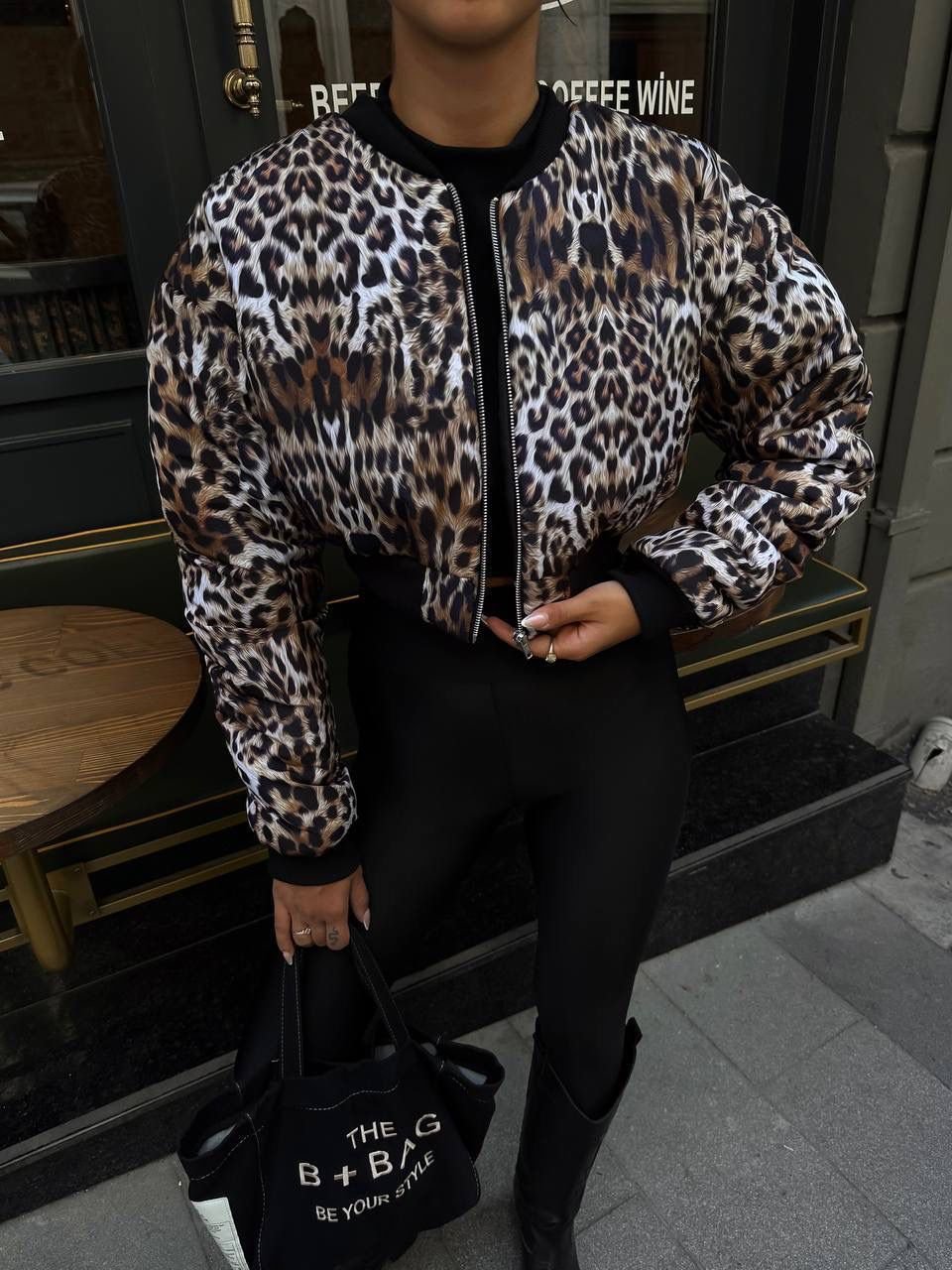 Tiger Printed Cropped Bomber