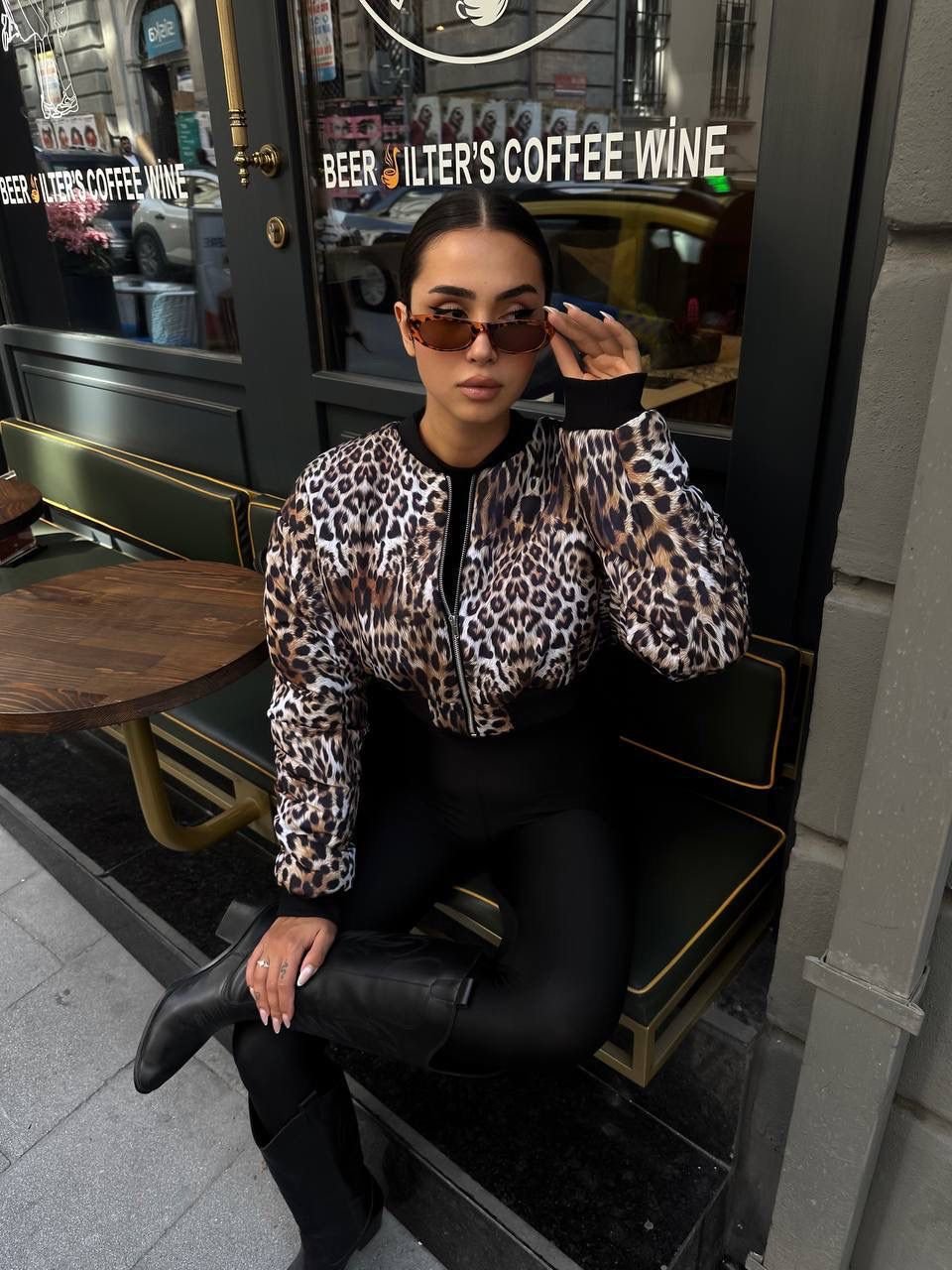 Tiger Printed Cropped Bomber - 10