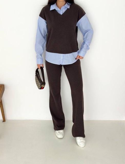 Layered Knit Vest Set - 5