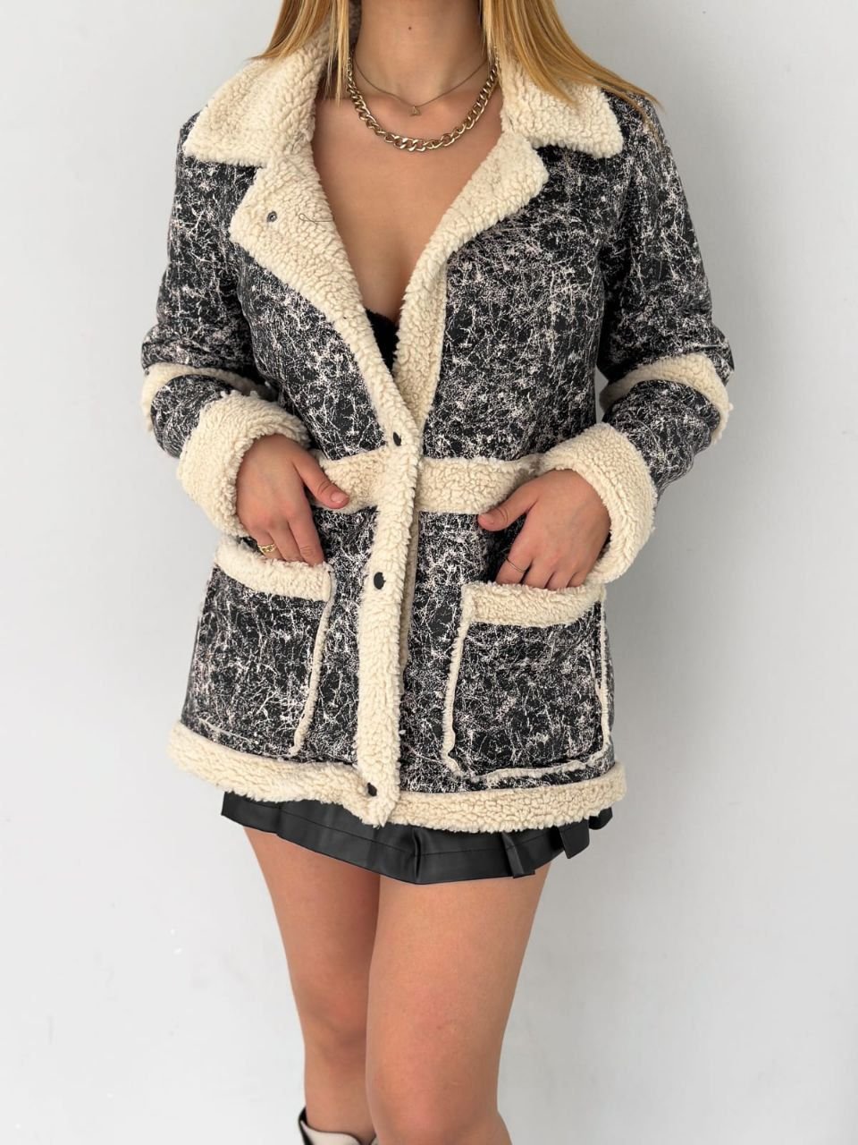 Faux Shearling Trim Jacket - Brand Store