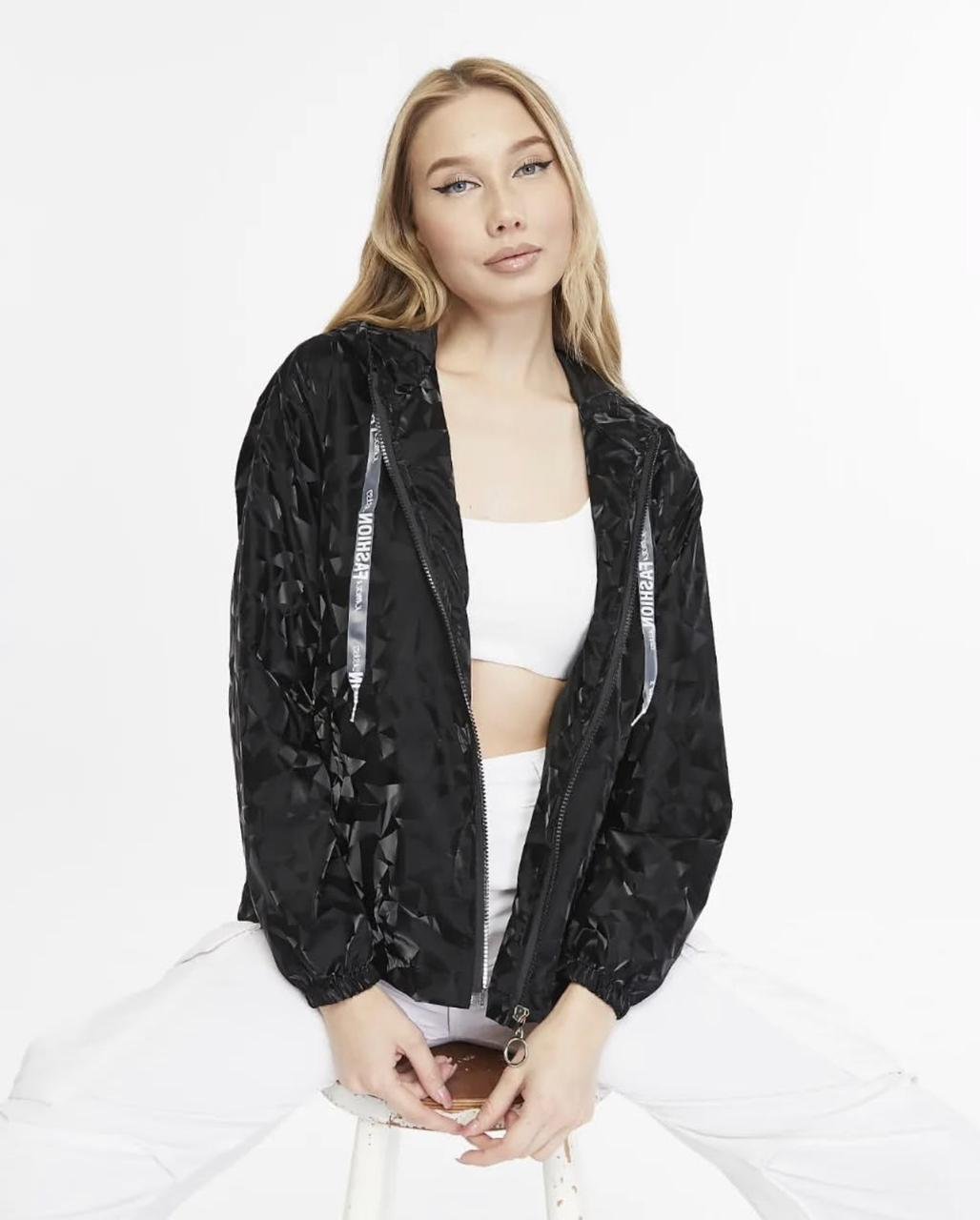 Geometric Zip-Up Windbreaker - 3
