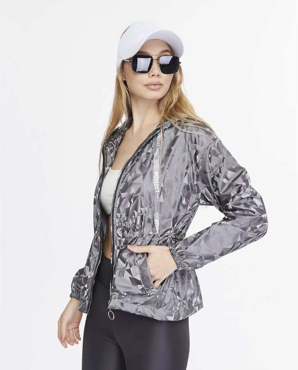 Geometric Zip-Up Windbreaker - 5