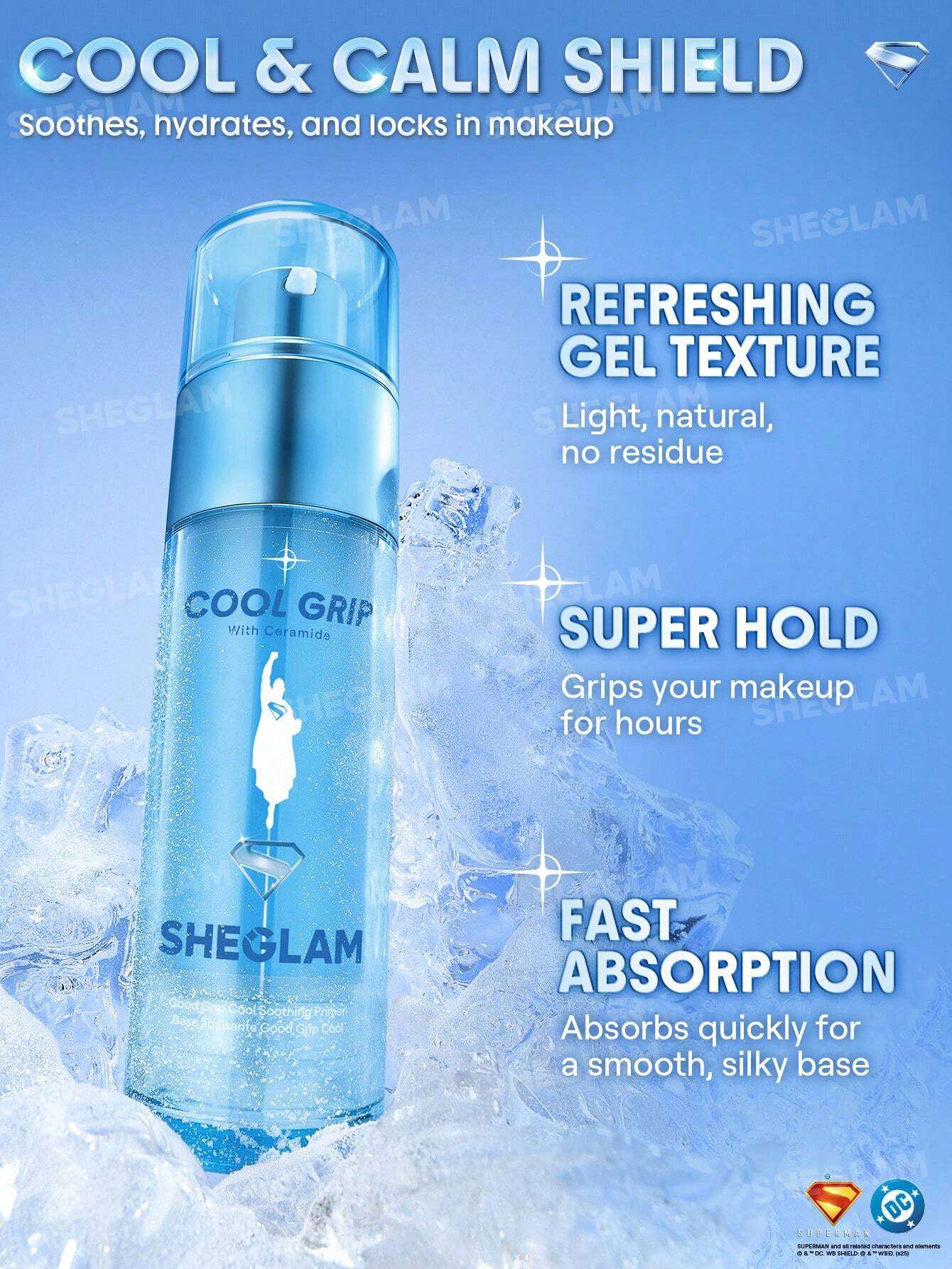 the superman | sheglam good grip cool soothing primer the superman | sheglam good grip cool soothing primer