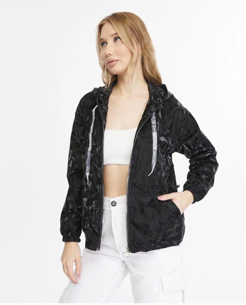 Geometric Zip-Up Windbreaker
