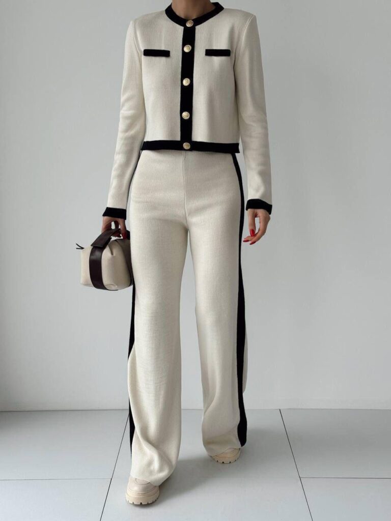 contrasting knit co ord set