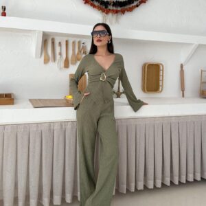 buckle detail ribbed set