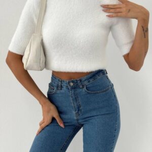 fluffy knit sleeve top