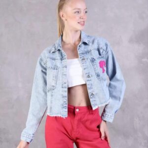 washed denim crop jacket
