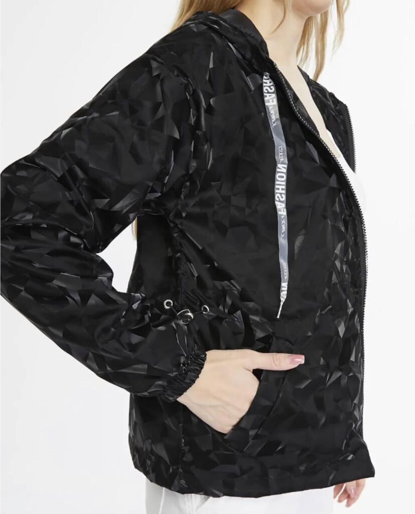 Geometric Zip-Up Windbreaker