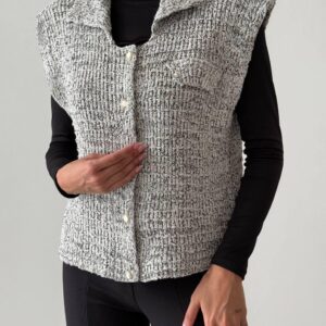 pearl button tweed vest