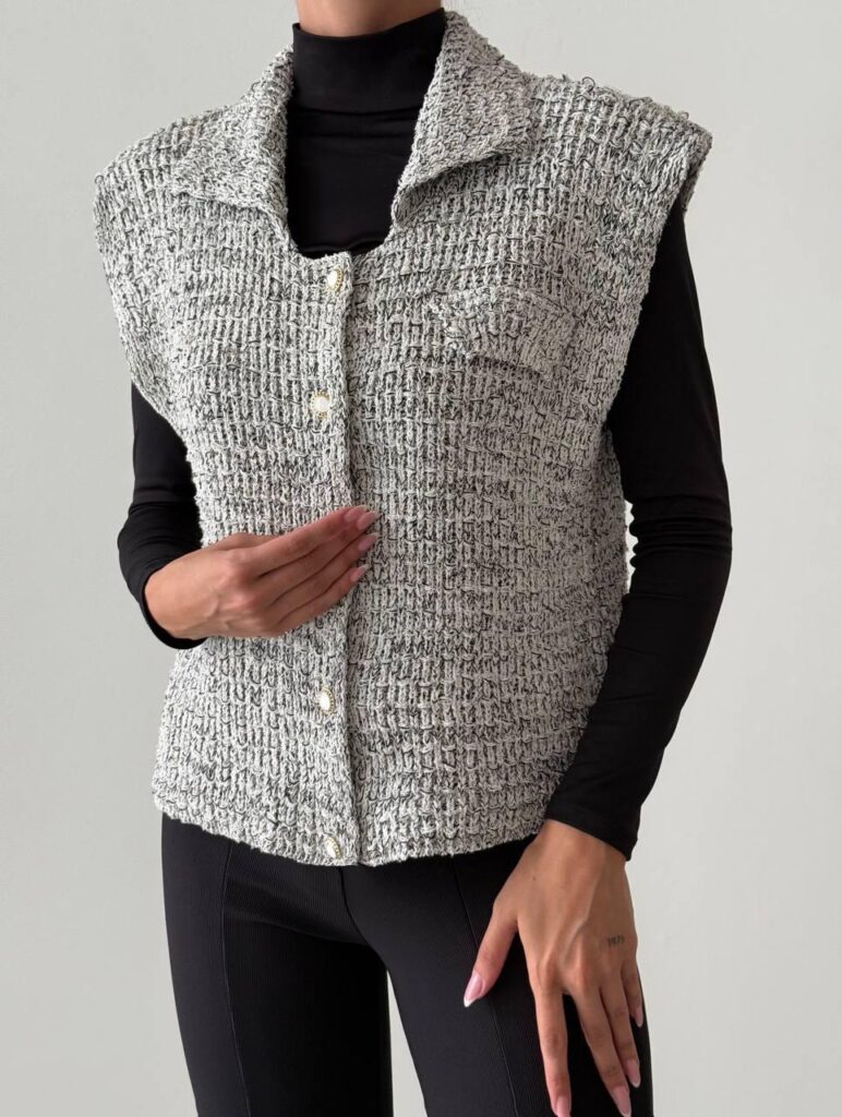 Pearl Button Tweed Vest