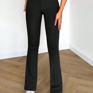 high waist ribbed flare pants