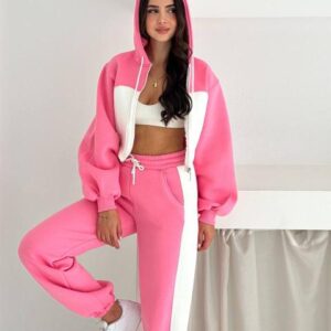 two tone cropped hoodie set