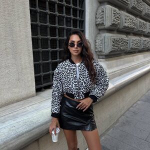 tiger printed cropped bomber