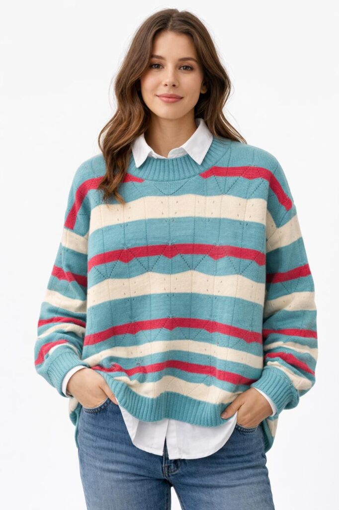 Smart Layered Sweater with Shirt